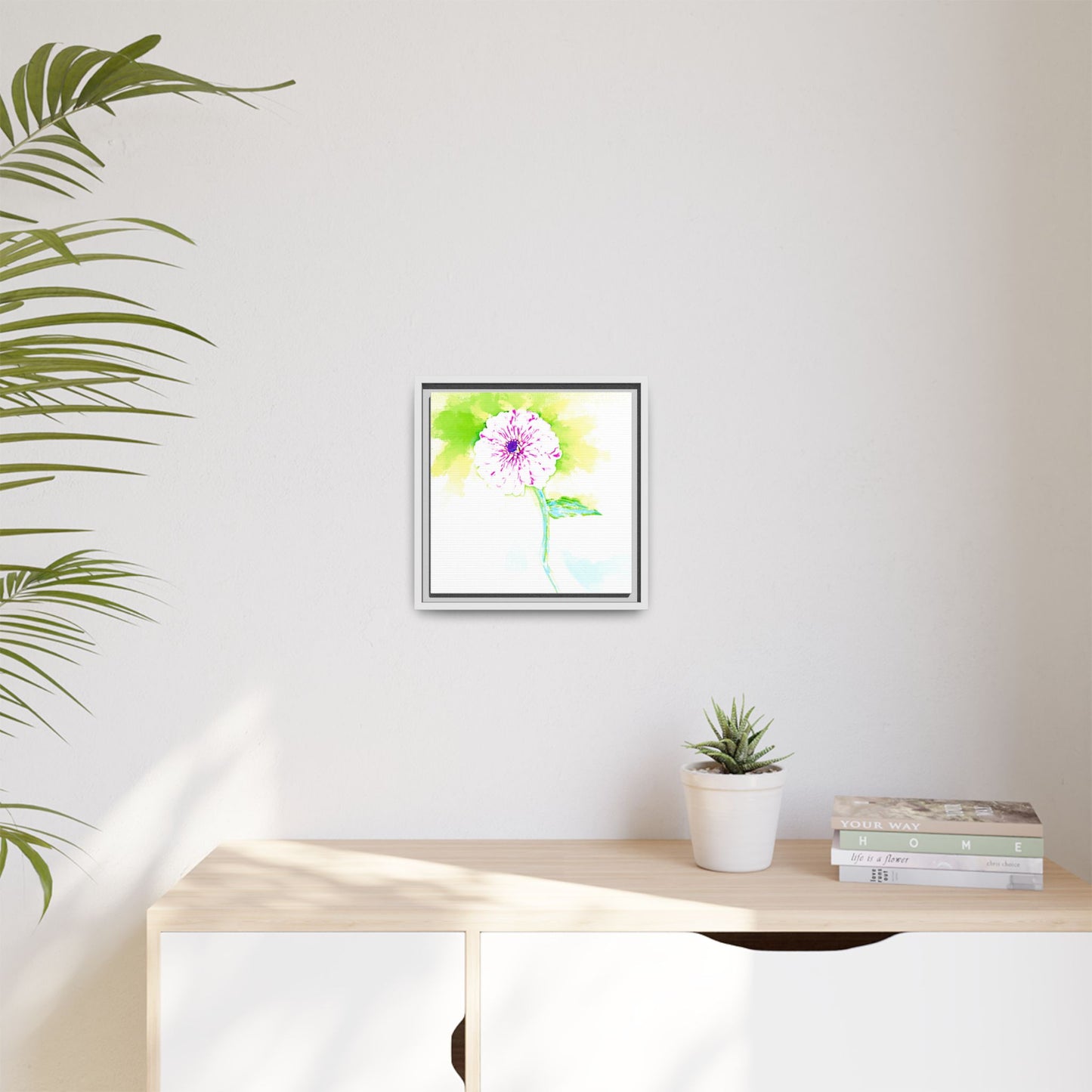 Zinnia Color Splash Matte Canvas Yellow Framed
