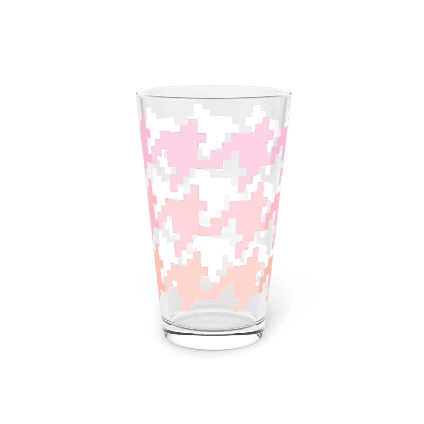 Houndstooth Fun in Pink Pint Glass, 16oz