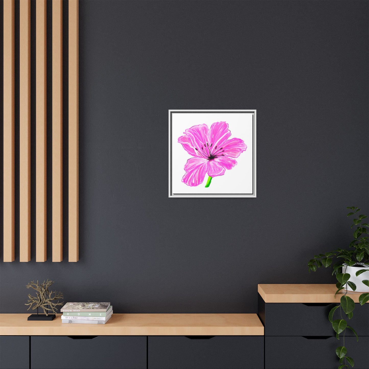 Wall Art Dancing Tulips Matte Canvas, Framed Cool Pink