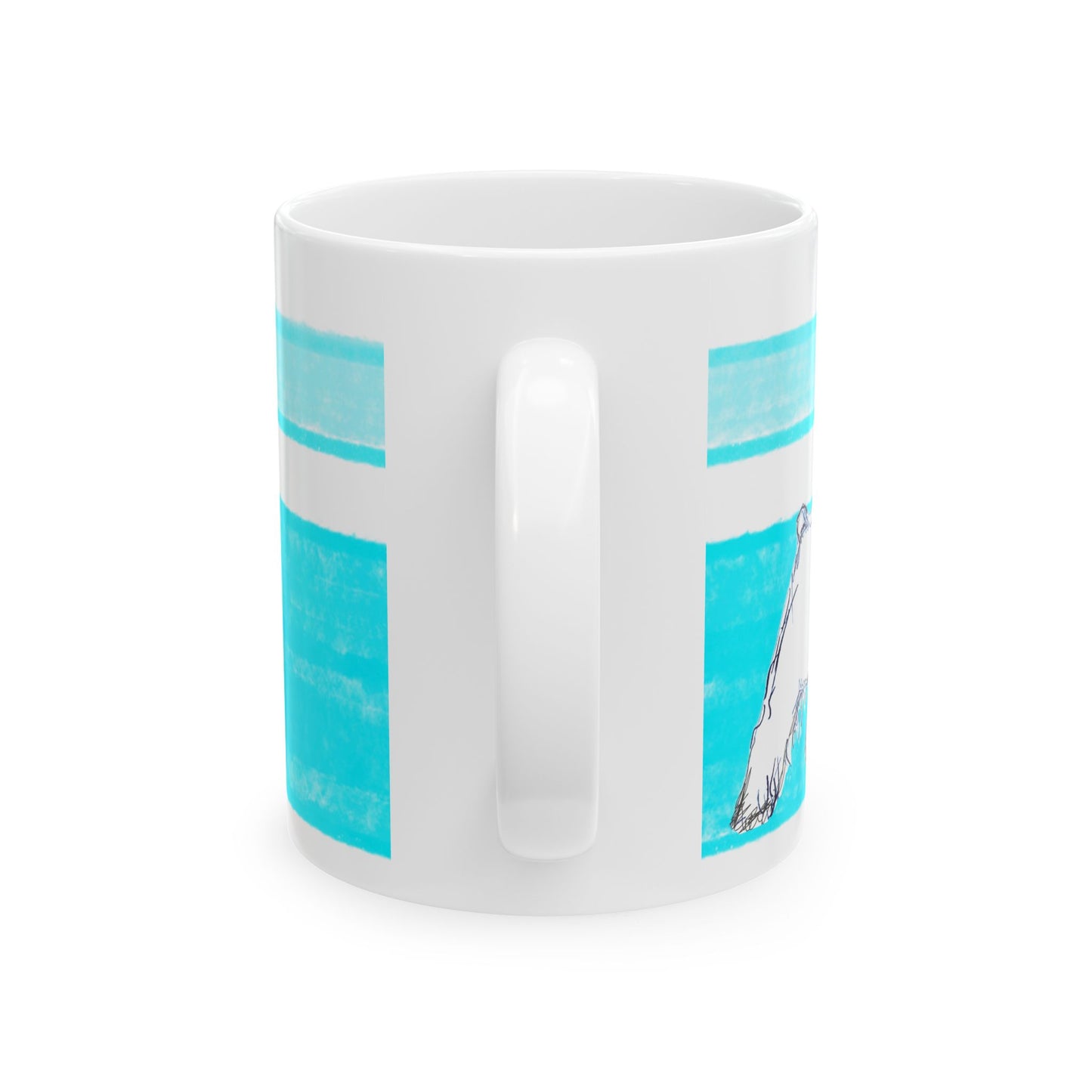 Mega Stripe Dogi Butterfly Flutter Ceramic Mug, (11oz, 15oz), Aqua Schnauzer