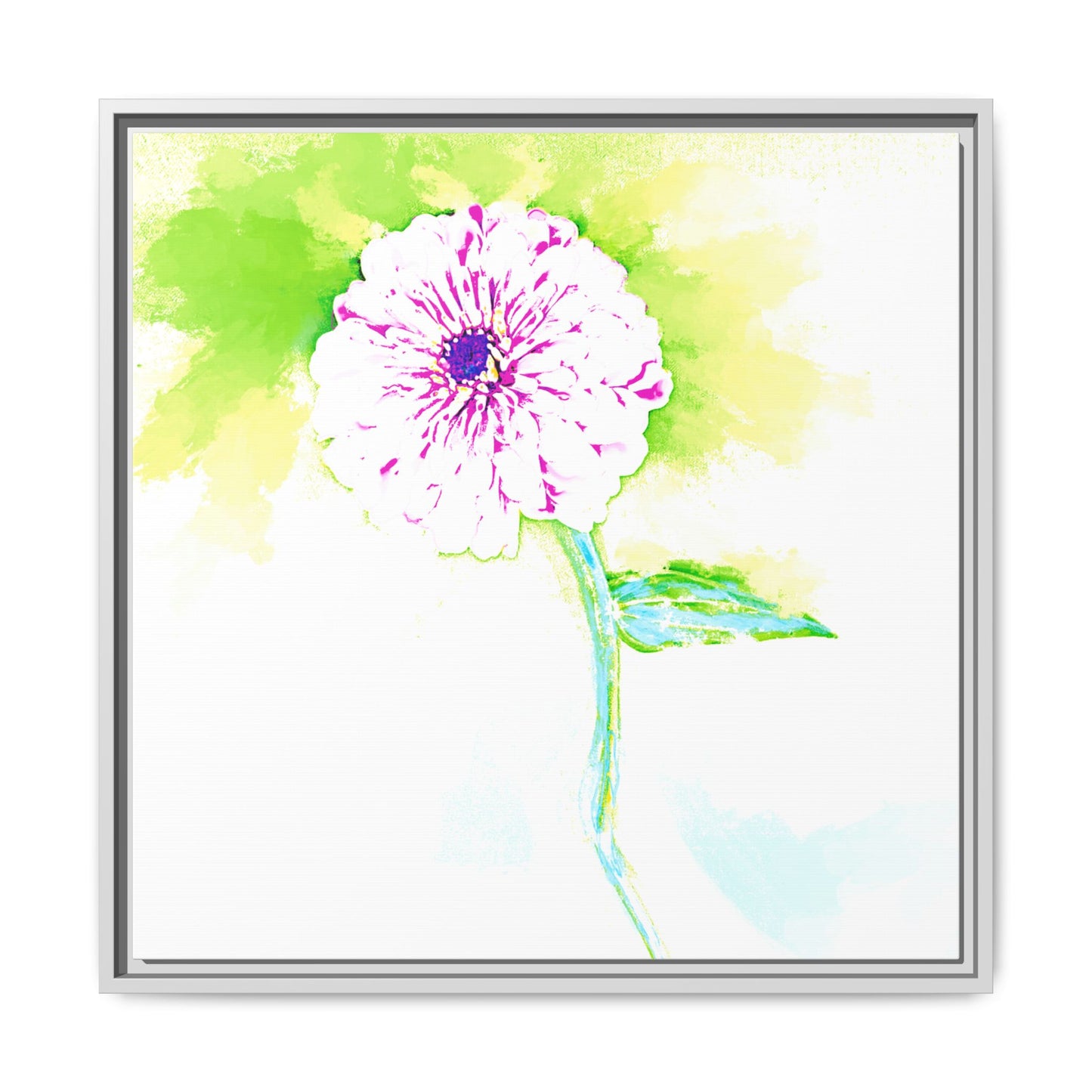 Zinnia Color Splash Matte Canvas Yellow Framed
