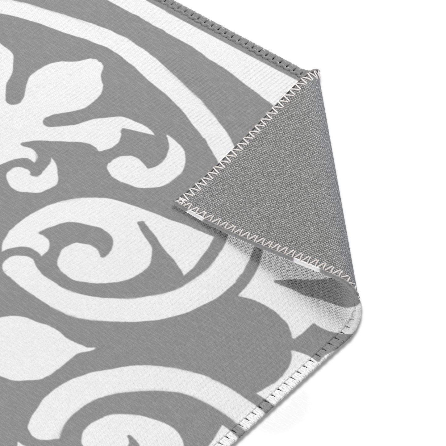 Scrollwork Indoor/Outdoor Rug Gray "Sola Fide..."