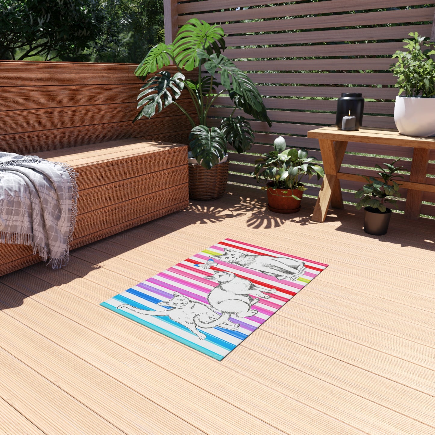 Kitty Fun Indoor/Outdoor Rug Aqua/blue