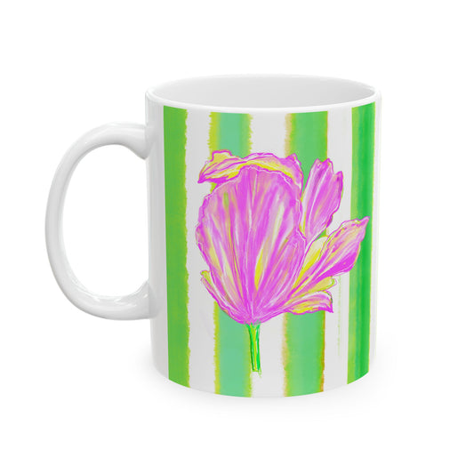 Dancing Tulips Mug Green Pink