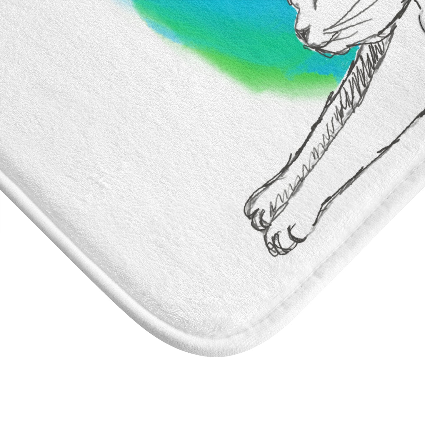 Bath Mats Aqua Polka Dot Cat Fun