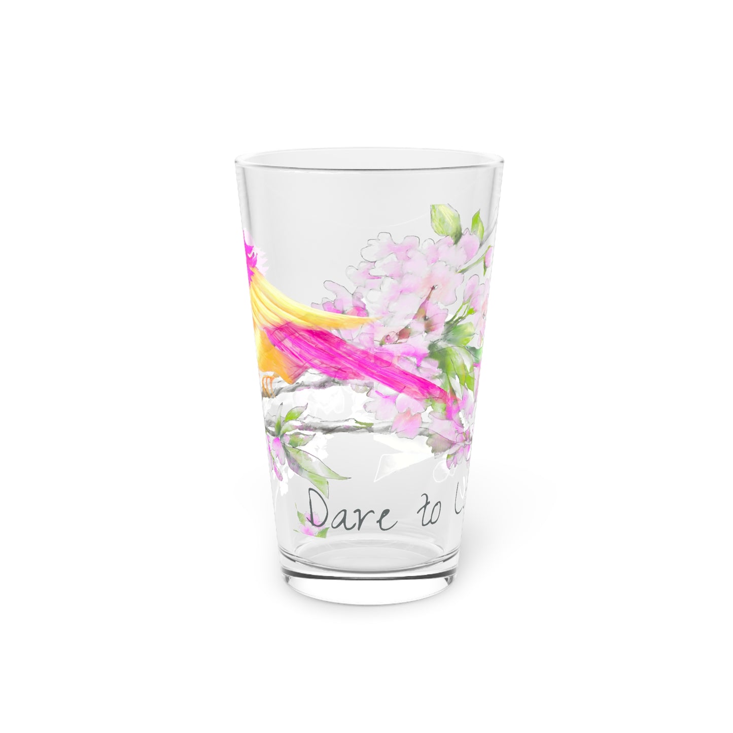 Cherry Chirp Pint Glass "Dare to Love"