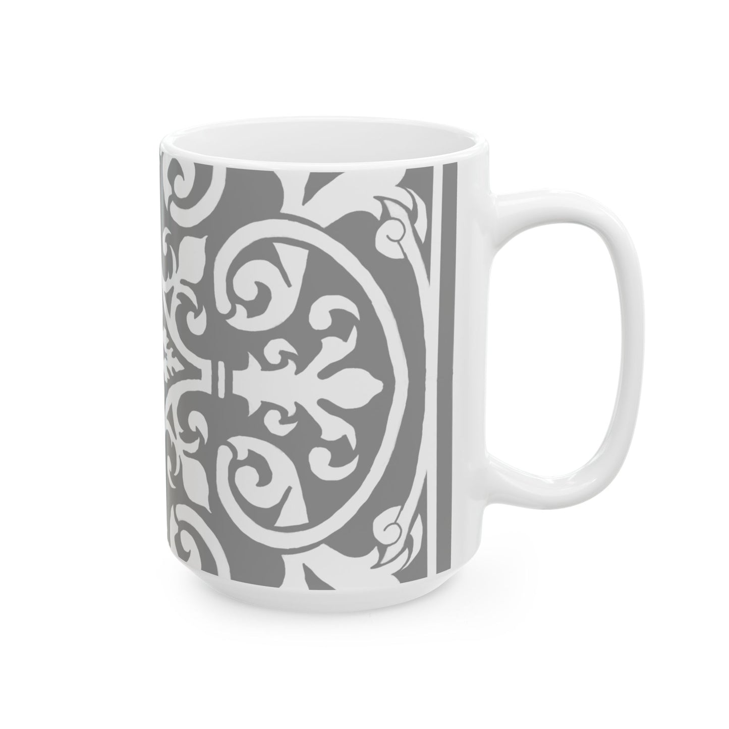 Scrollwork Ceramic Mug Gray