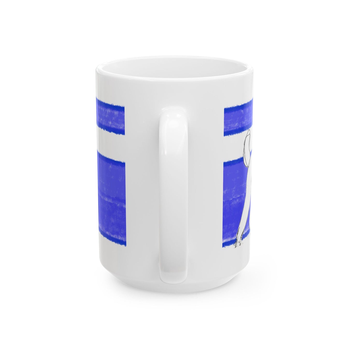 Mega Stripe Dogi Butterfly Flutter Ceramic Mug, (11oz, 15oz), Ultramarine Poodle