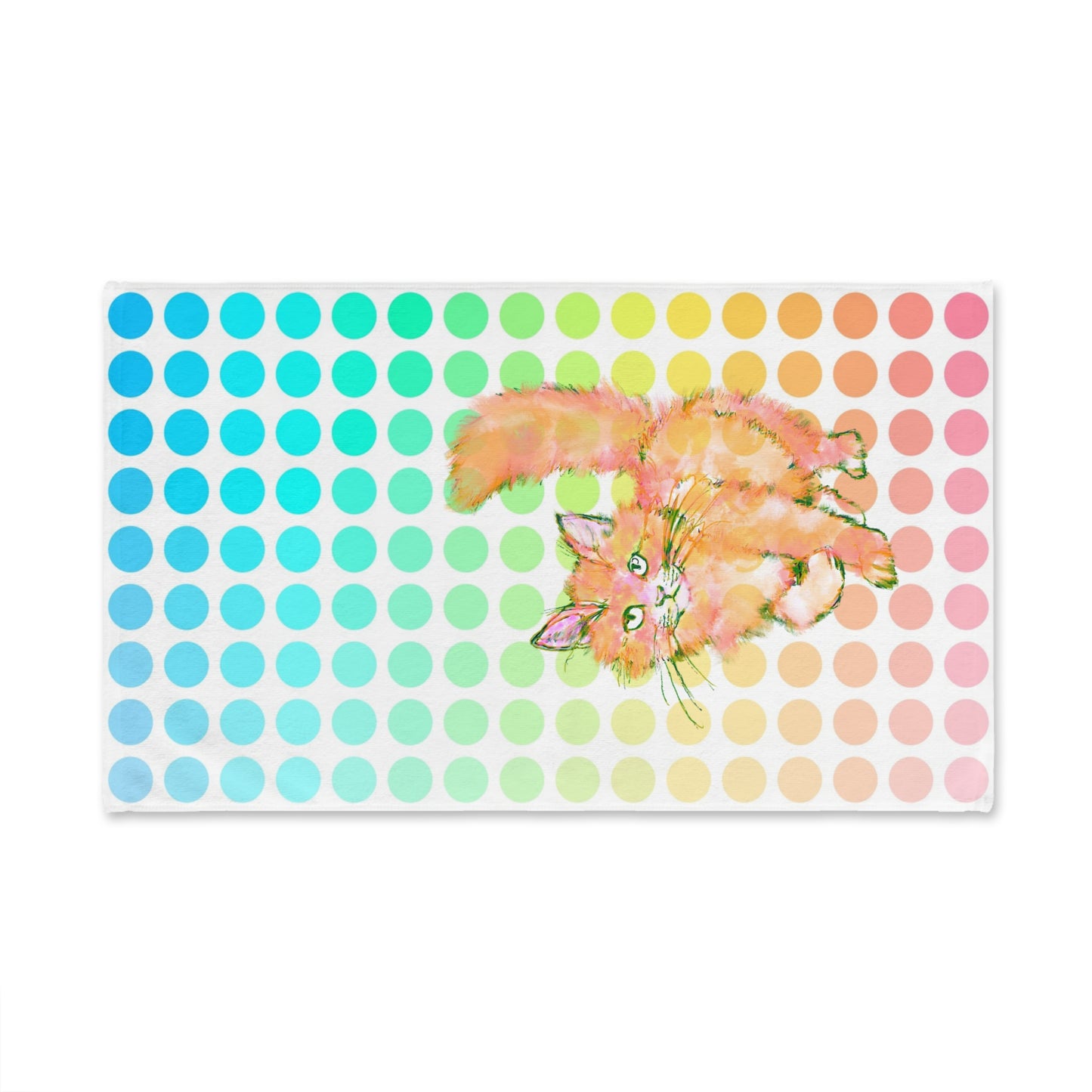 Hand Towels Colorful Cat Polka Dots
