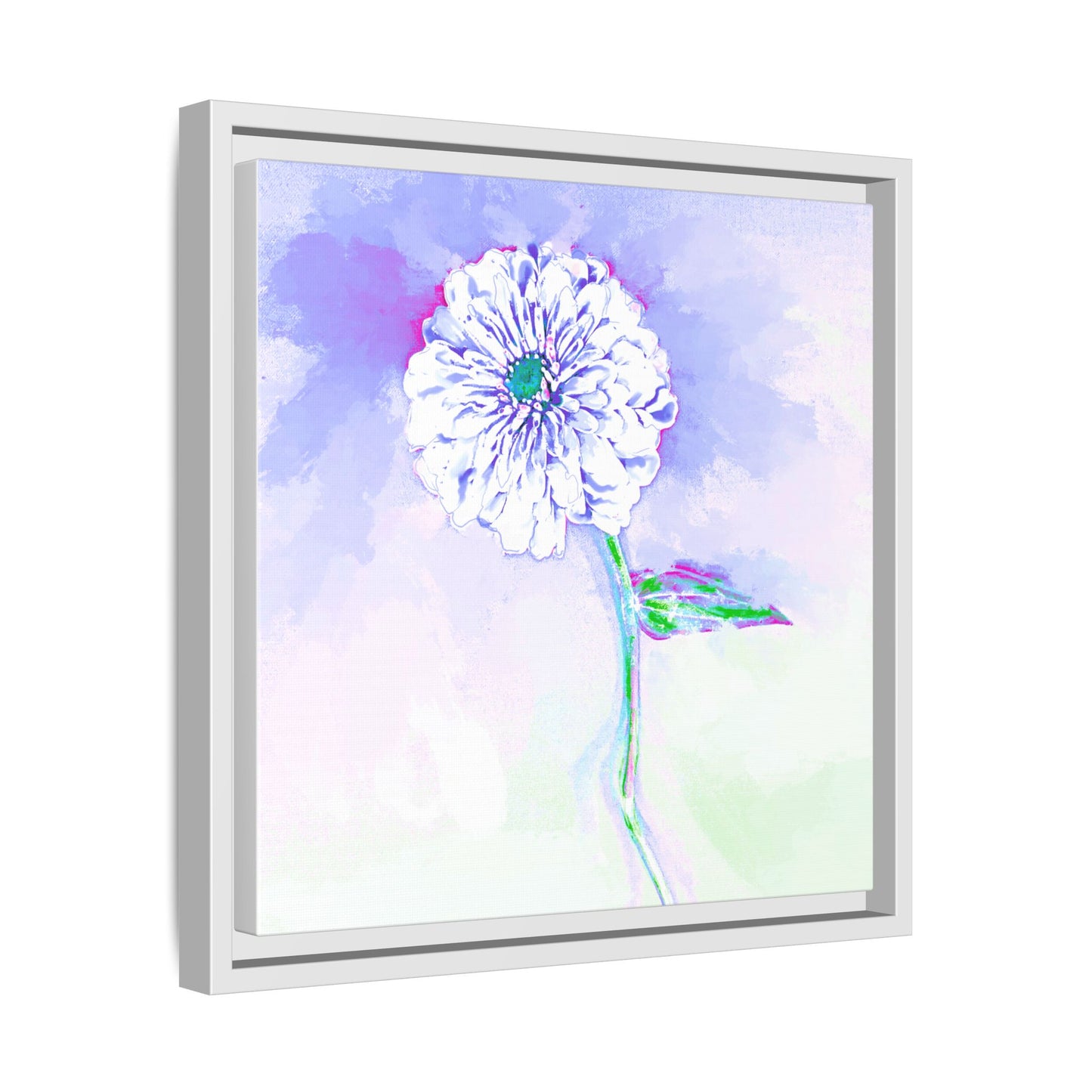 Zinnia Color Splash Matte Canvas Periwinkle Framed