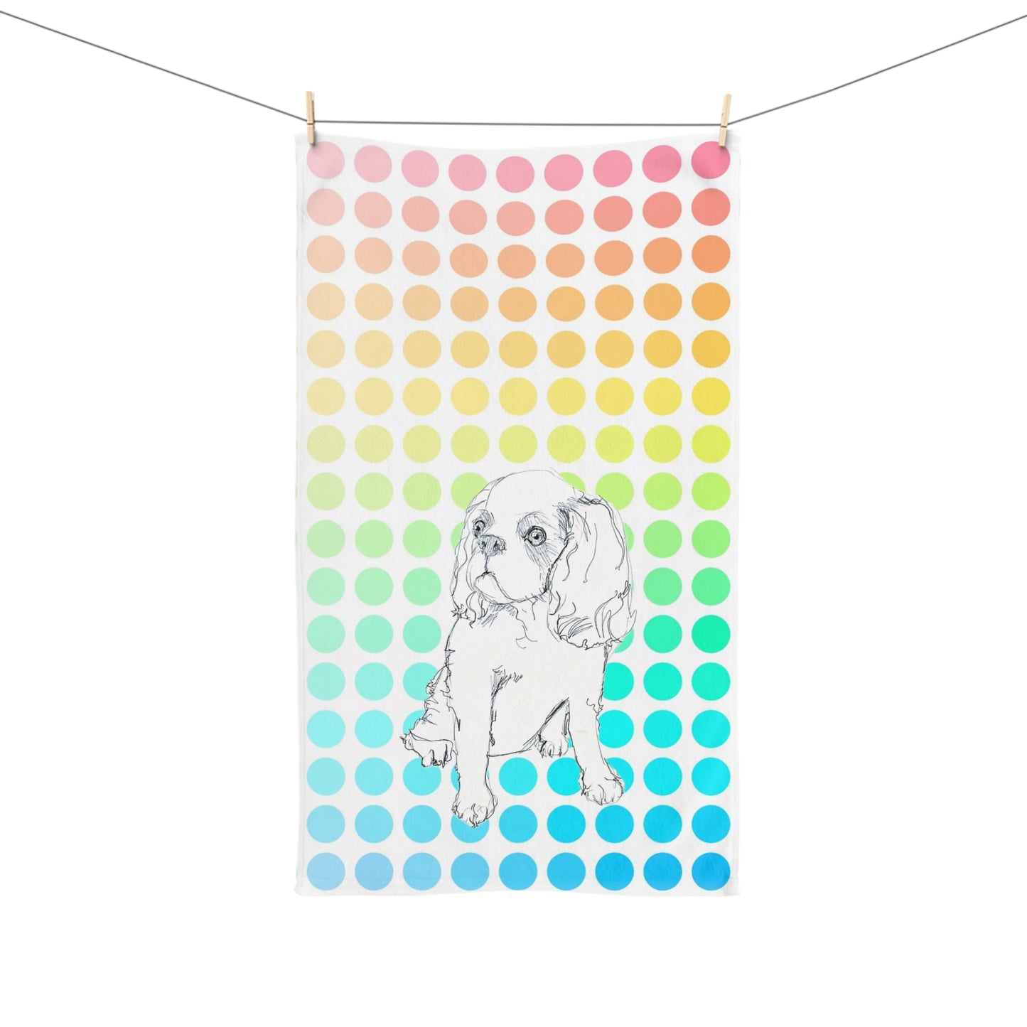 Dogi Fun Hand Towel, Cocker Spaniel and Multi-Color Polka Dots