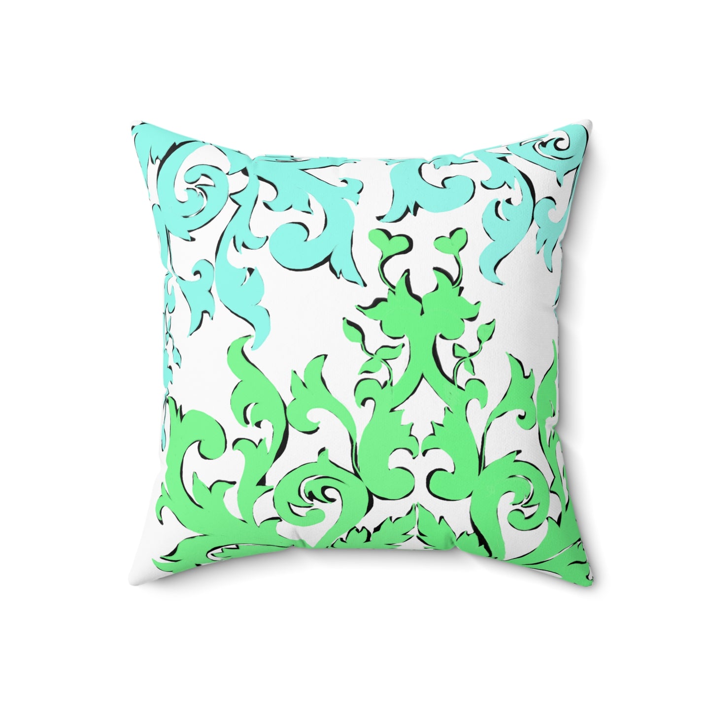 Scrollwork Polyester Square Pillow "Be Joyful..."