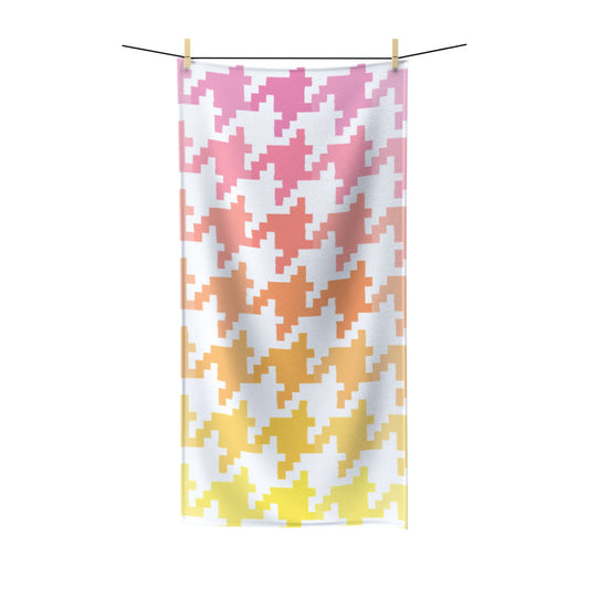 Houndstooth Fun  Polycotton Towel Pink/Orange
