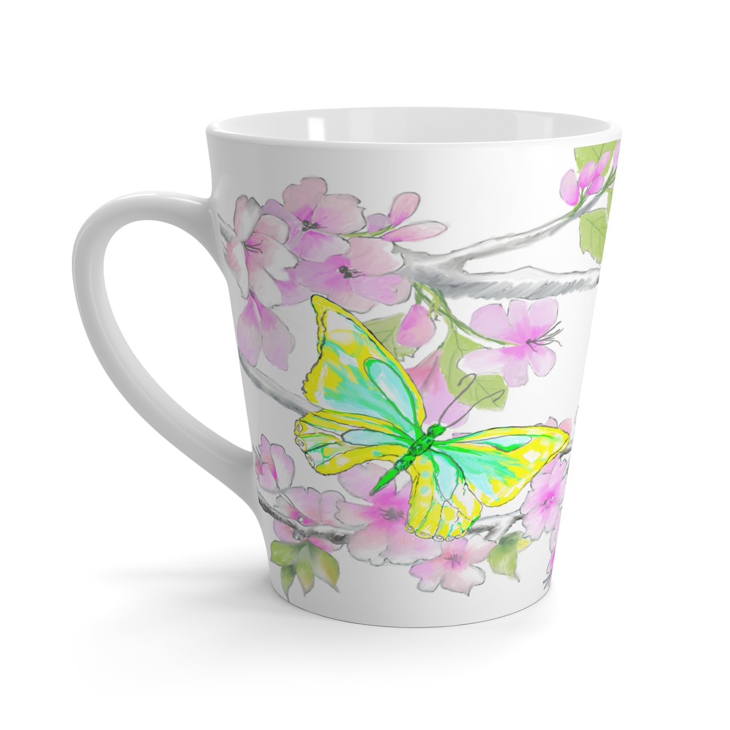 Butterfly Swing Latte Mug Aqua, Yellow/Green