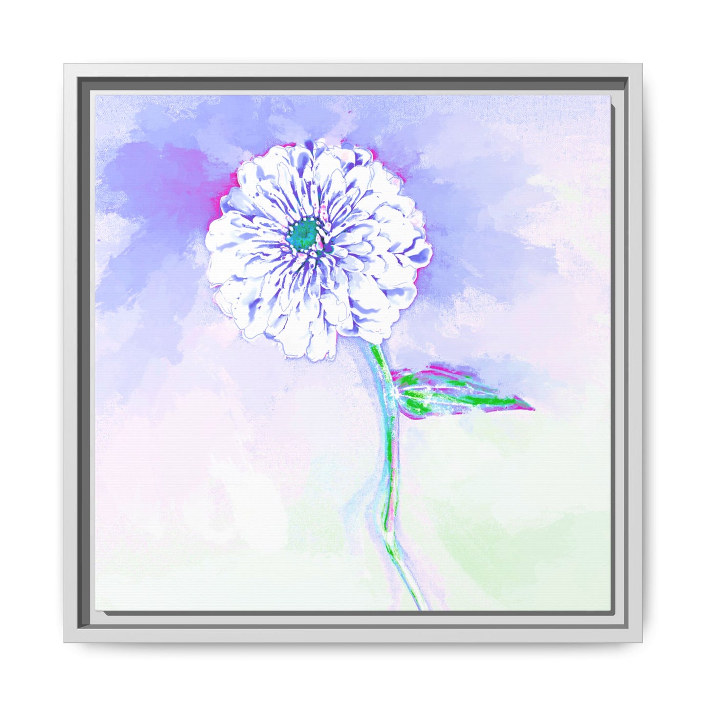 Zinnia Color Splash Matte Canvas Periwinkle Framed