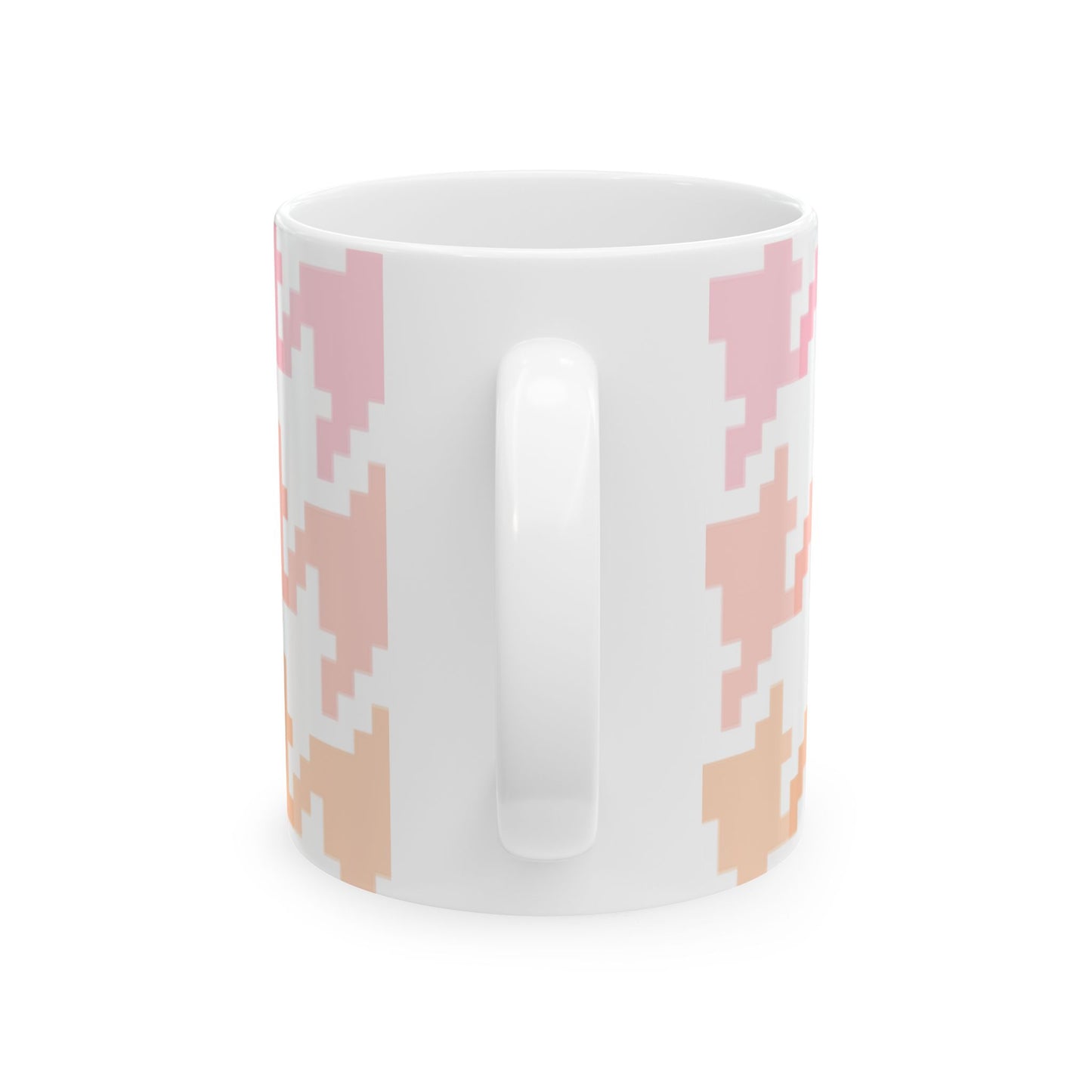 Houndstooth Fun in Pink and Orange Ceramic Mug, 11oz