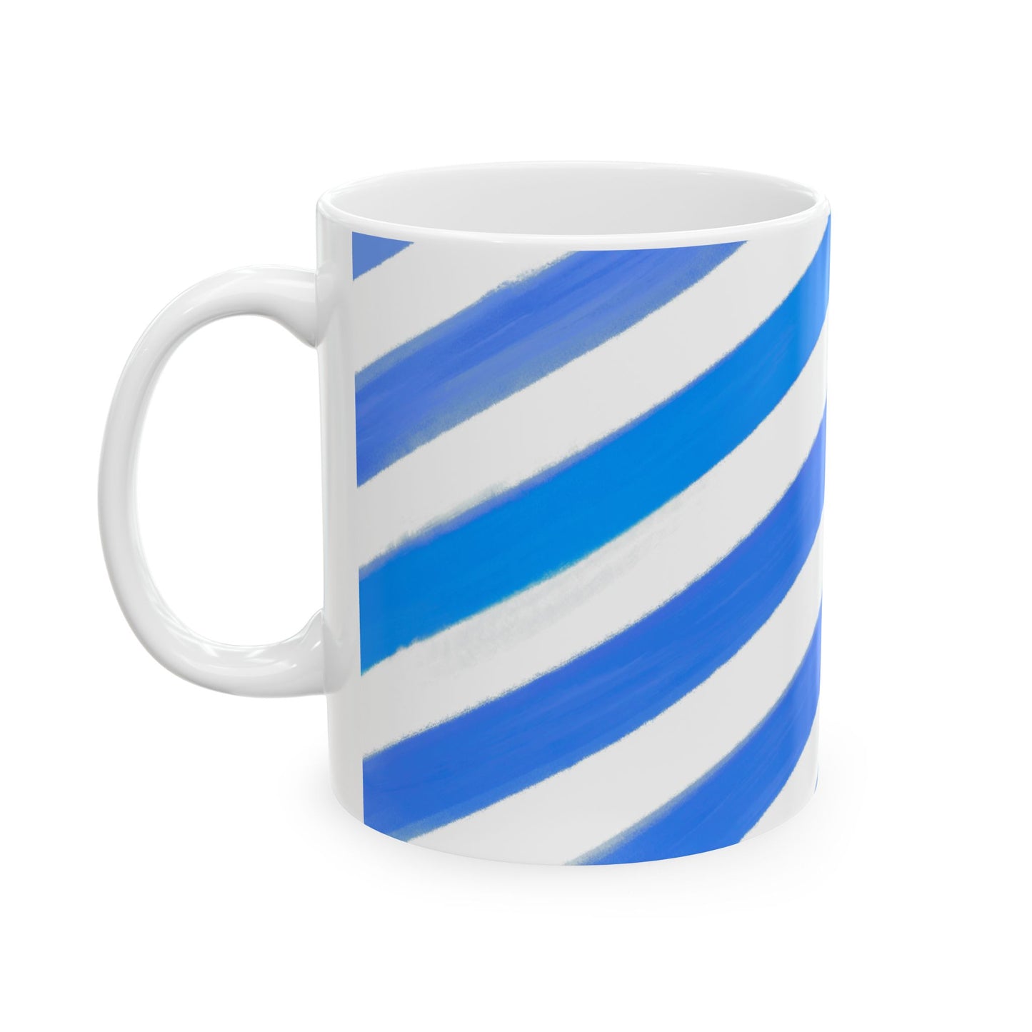Diagonal Stripe Ceramic Mug in Medium Blue, 11oz