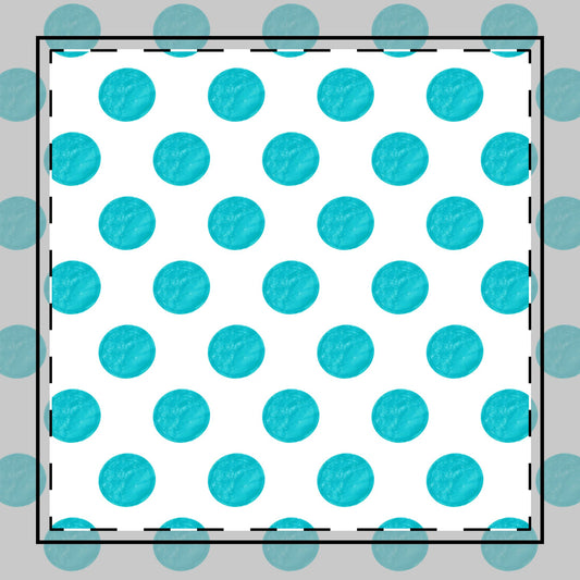 Polka Dot Poly Twill Napkin, Teal, Bright White Fabric Background
