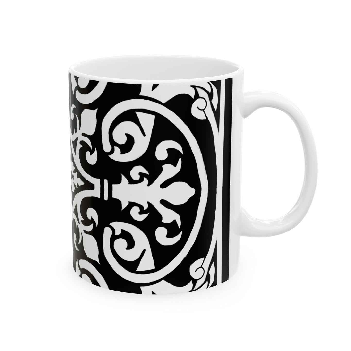 Scrollwork Ceramic Mug Black