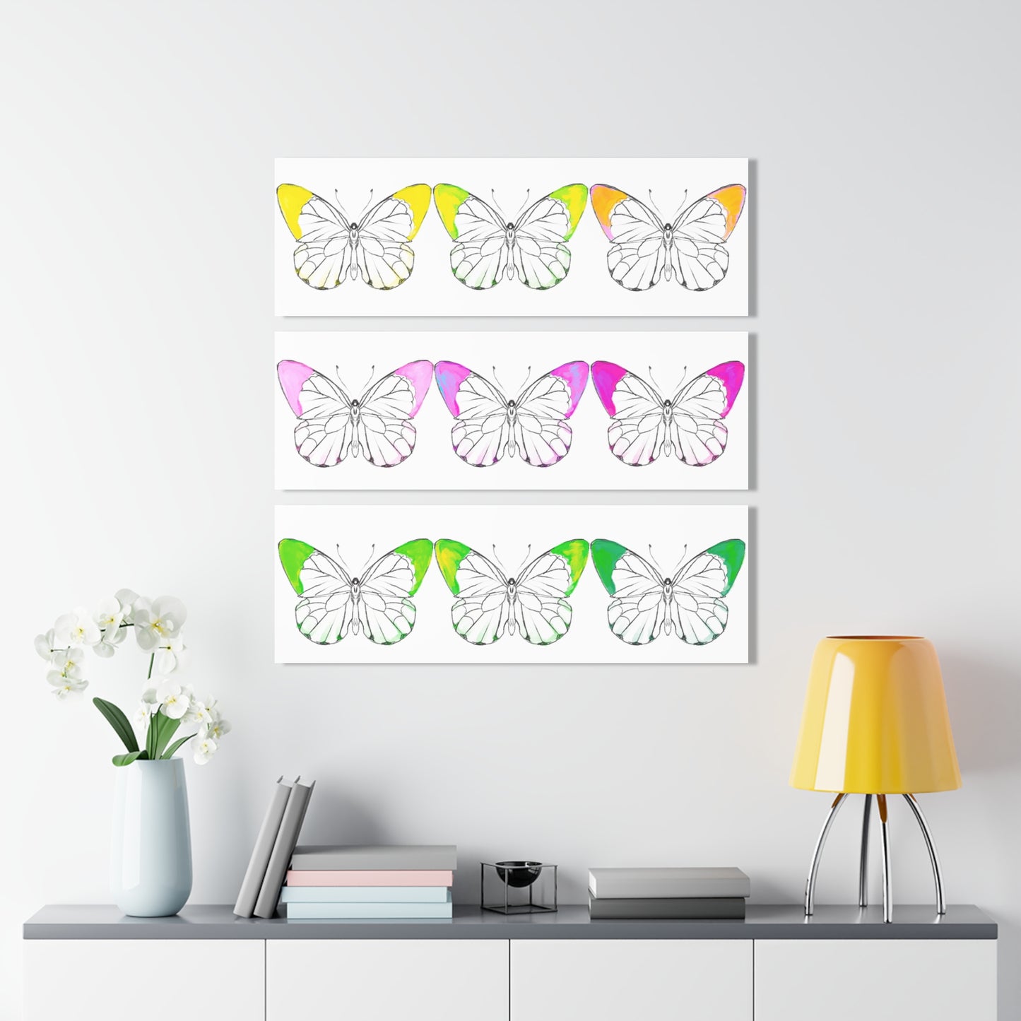 Chroma Acrylic Prints (Triptych) Yellow Pink Green