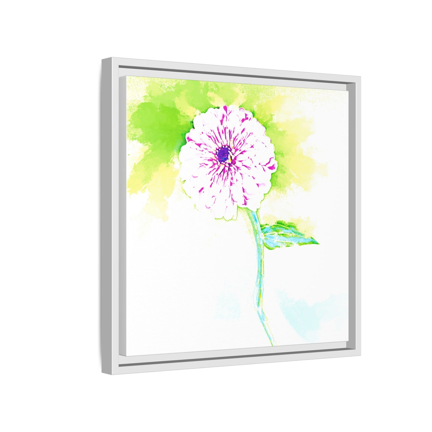 Zinnia Color Splash Matte Canvas Yellow Framed