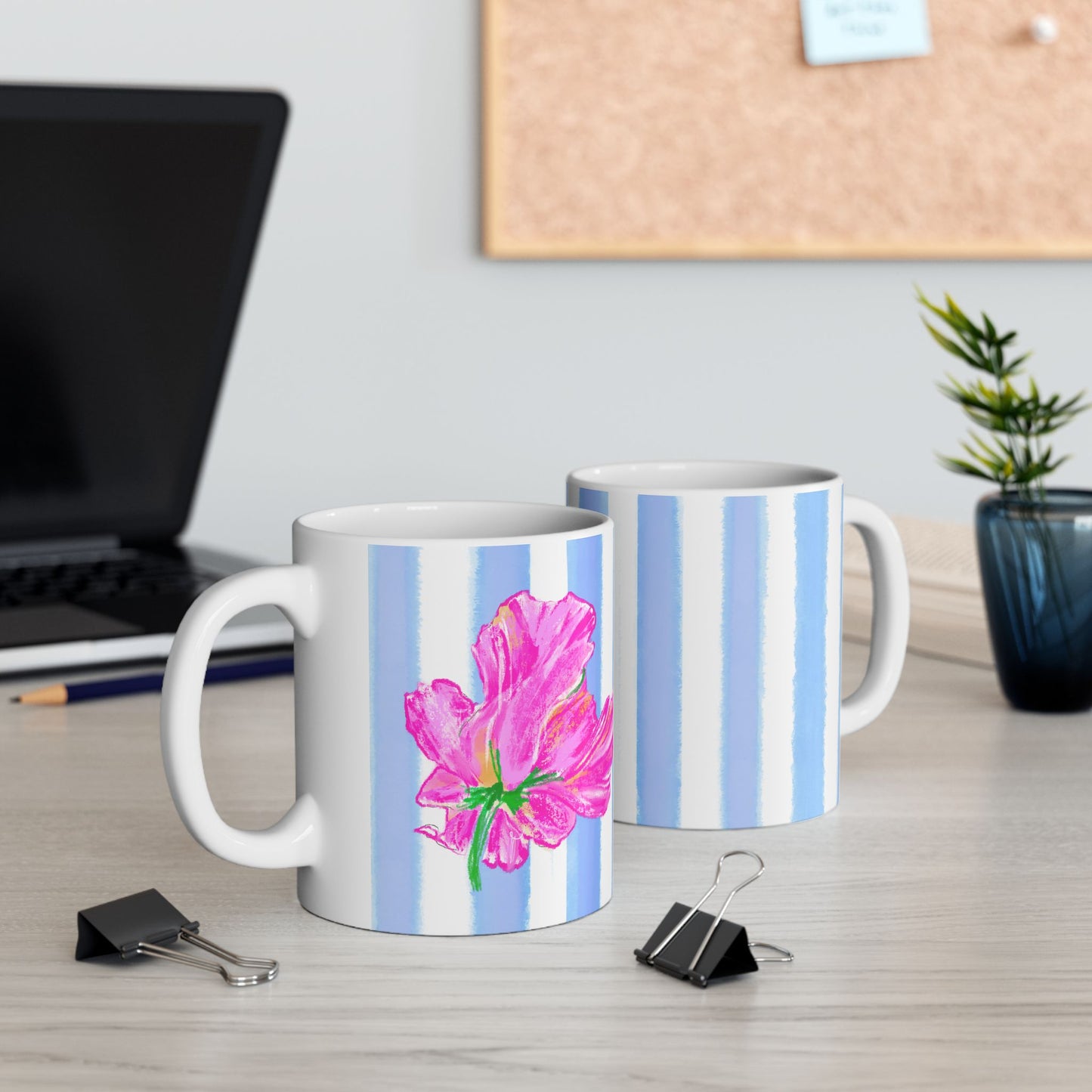 Dancing Tulips Mug Periwinkle Raspberry