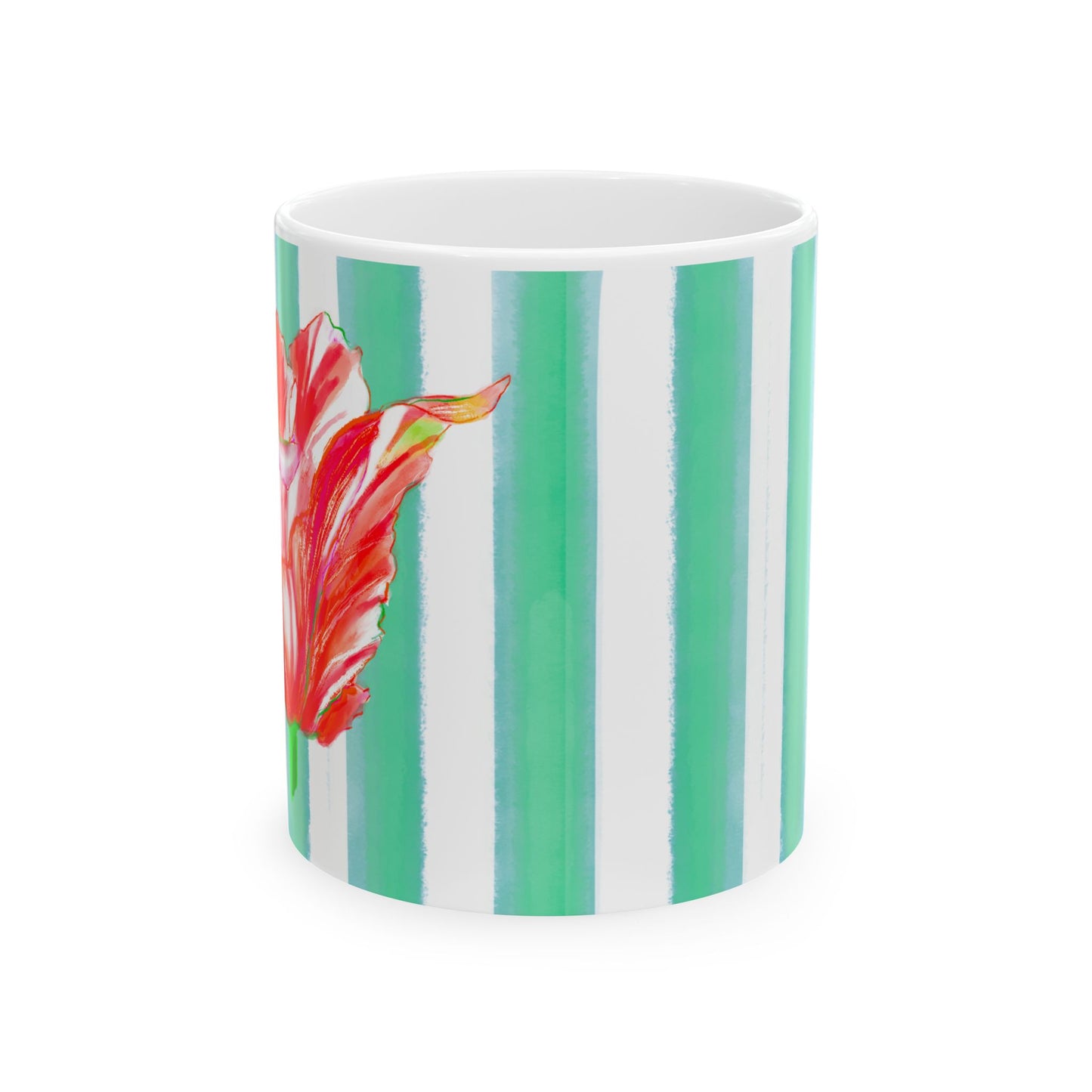 Dancing Tulips Mug Teal Orange