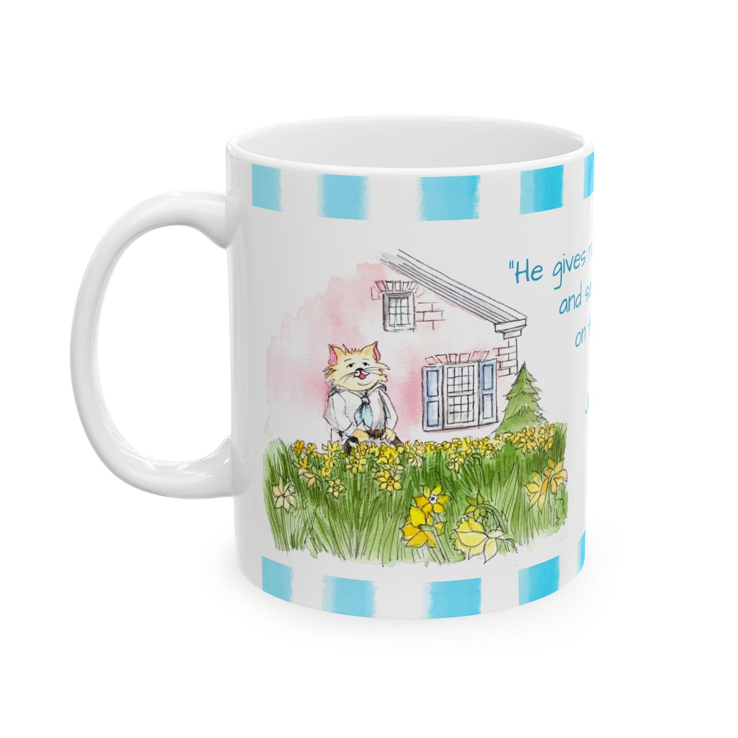 Kitty Fun Mug “He gives rain…”