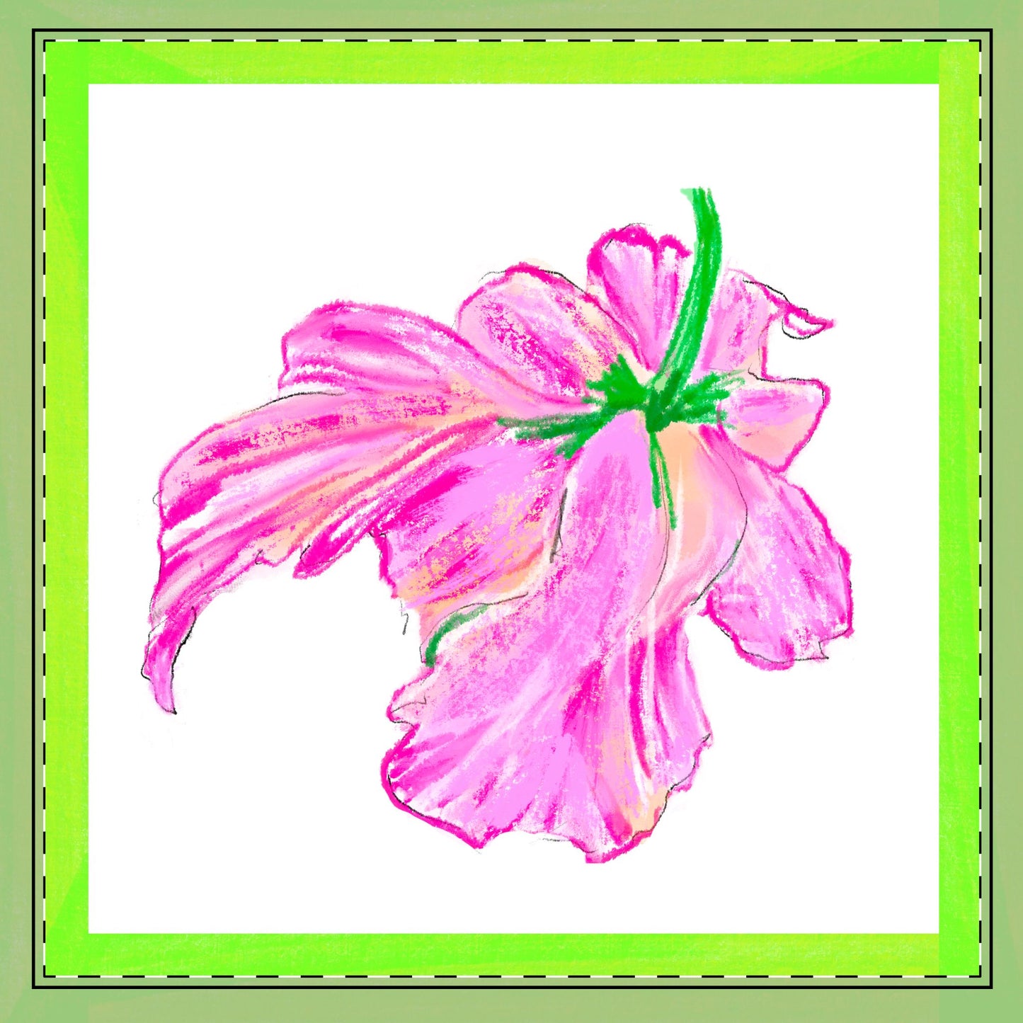 Tulip Love Poly Twill Napkin Spring Green border