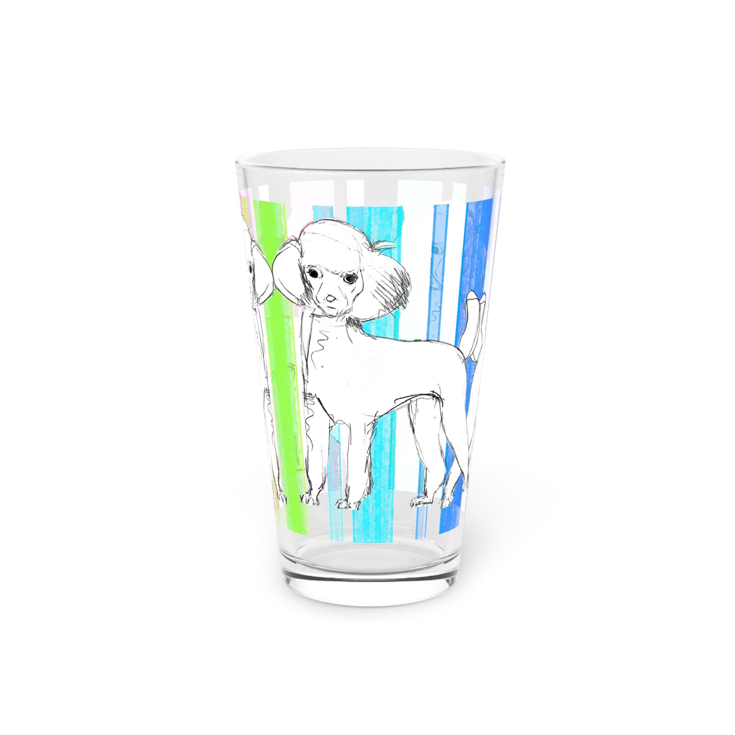 Dogi Butterfly Flutter Pint Glass in Multi-color, 16oz. Poodle