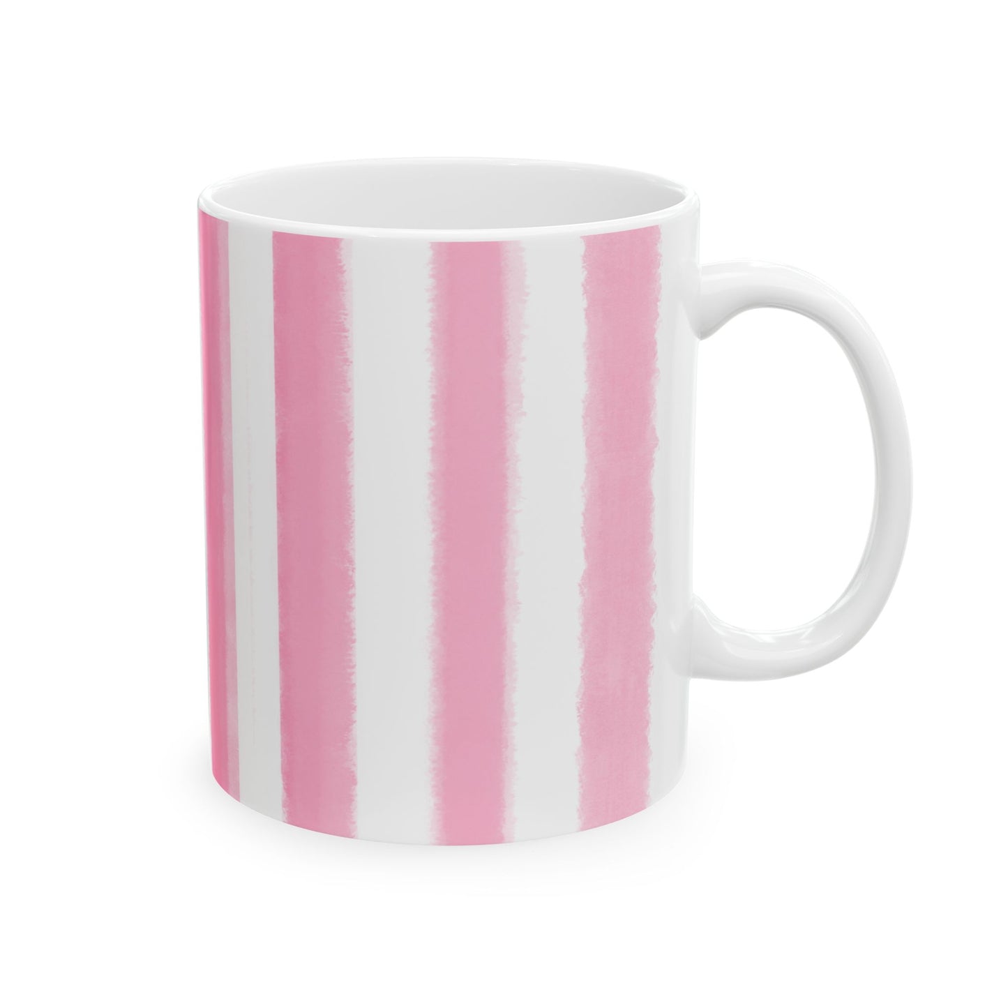 Watercolor Stripe Ceramic Mug in Pink, 11oz
