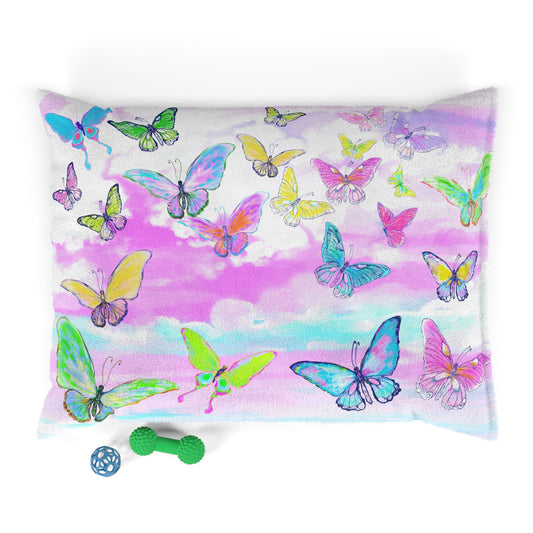 Dogi Butterfly Flutter Pet Bed Colorful Butterflies Pink Sky