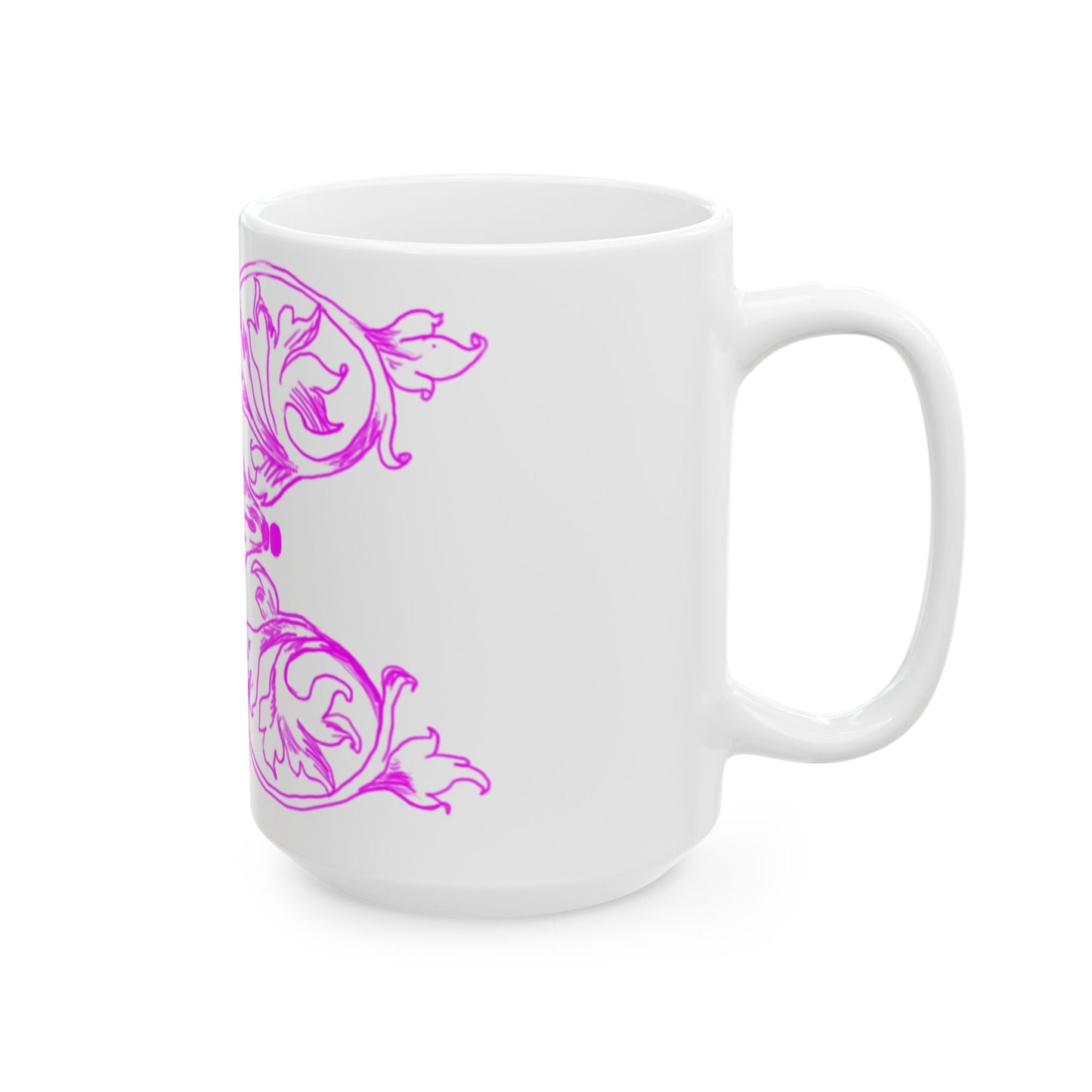 Scrollwork Ceramic Mug Raspberry