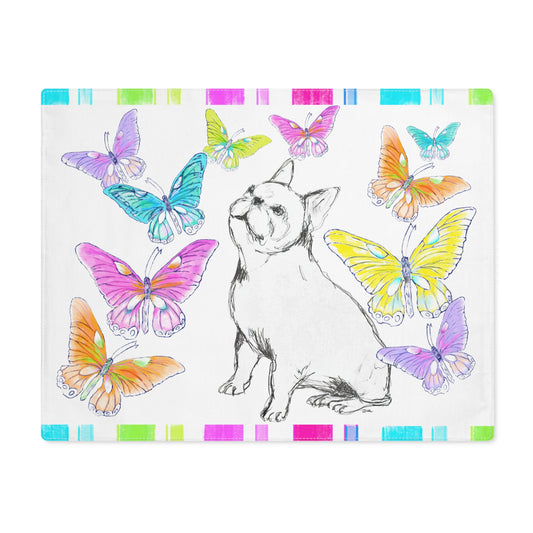 Dogi Butterfly Flutter Cotton Twill Placemat, Bulldog #1