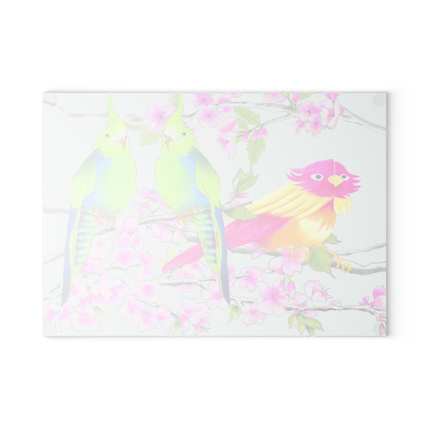 Cherry Chirp Glass Cutting Board