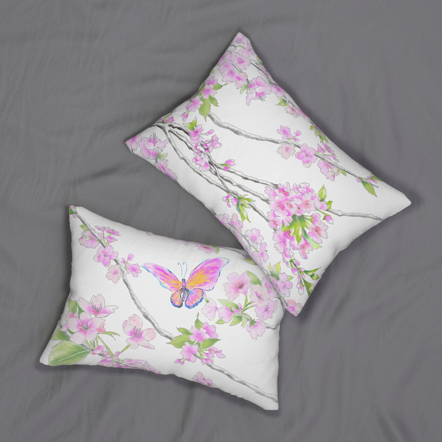 Cherry Blossom Spun Polyester Lumbar Pillow