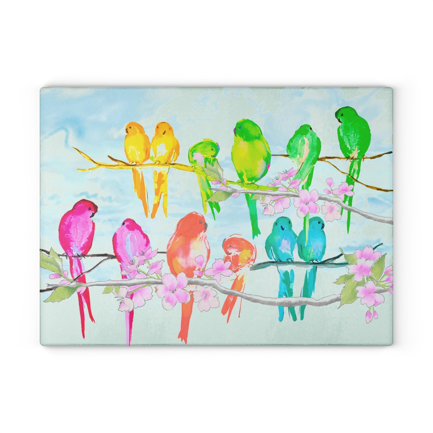 Glass Cutting Boards Birds on a Cherry Branch