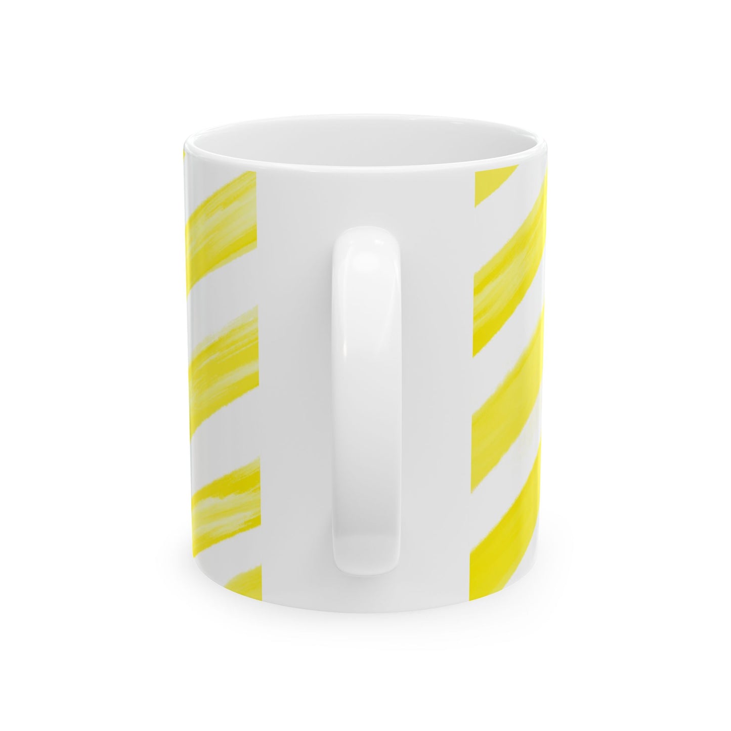Diagonal Stripe Ceramic Mug in Medium Yellow, 11oz