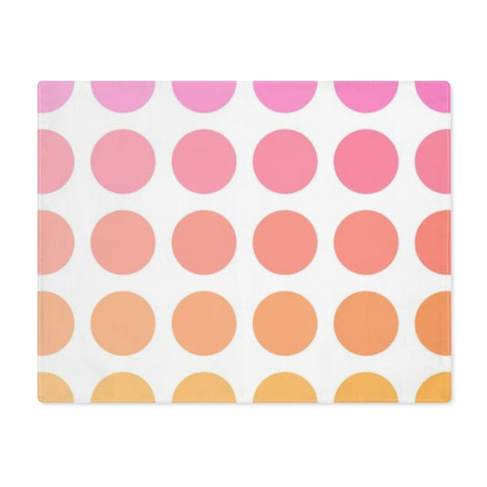 Polka Dot Joy Cotton Twill Placemat, Pink/Orange, Creamy White Fabric Background
