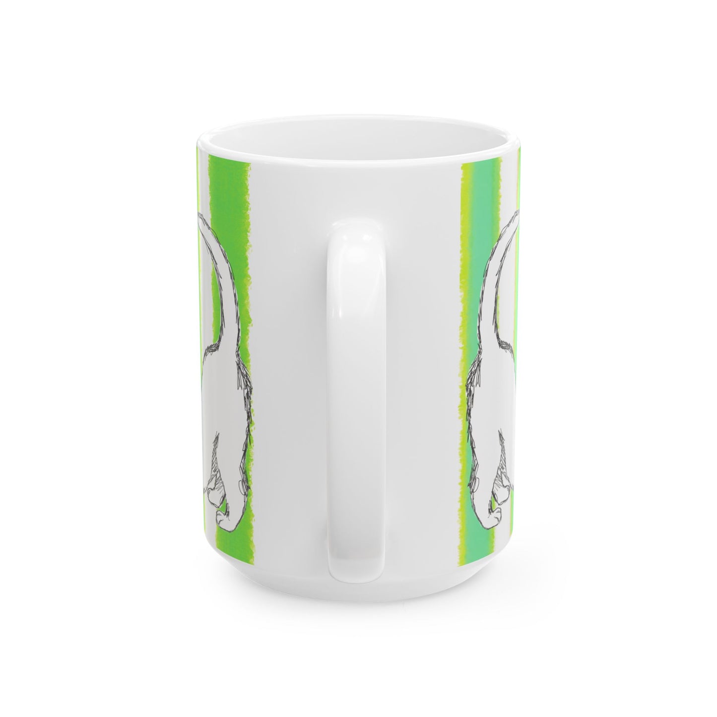 Kitty Fun Mug with Dark Green Stripes