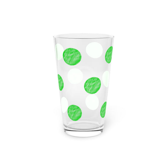 Polka Dot in Grass Green,  Pint Glass, 16oz