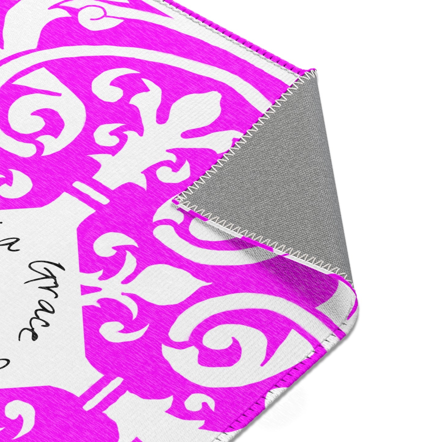 Scrollwork Indoor/Outdoor Rug Raspberry "Sola Gratia..."