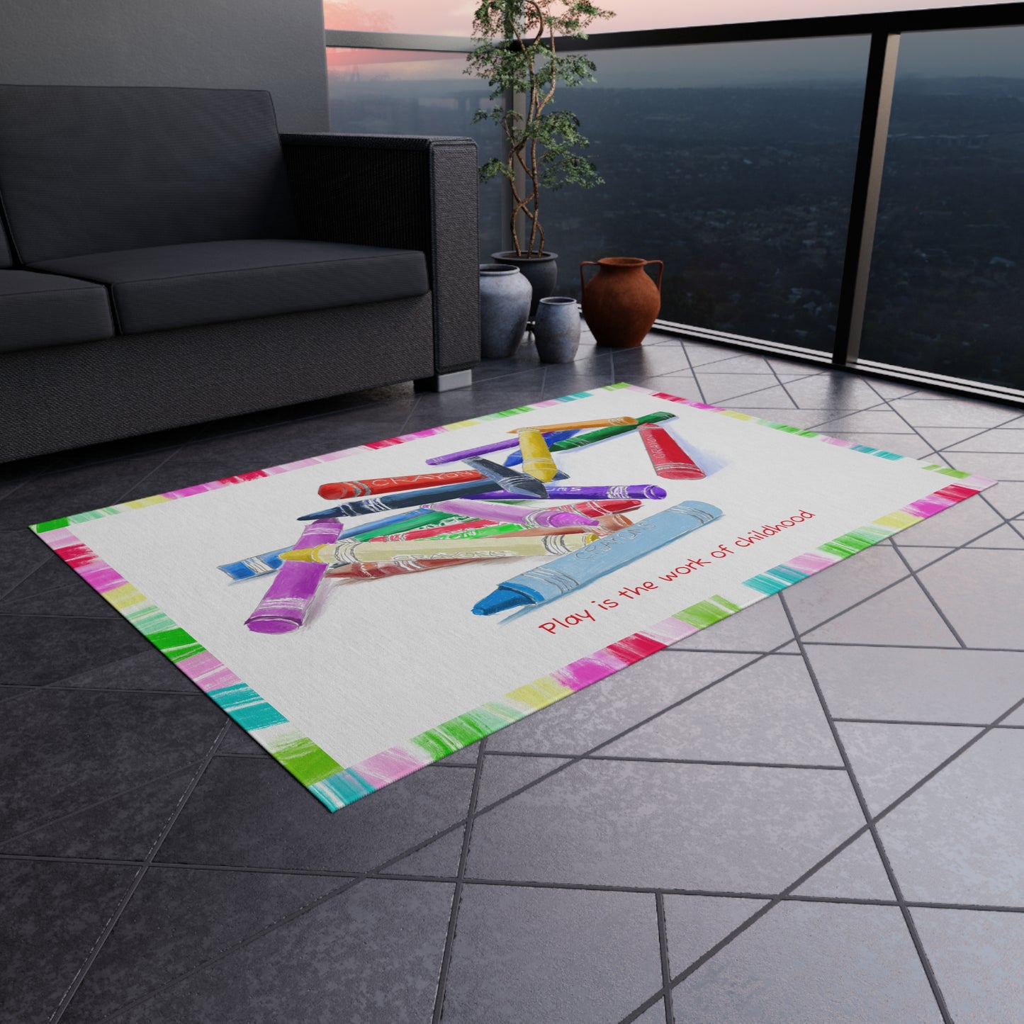 Indoor/Outdoor Rug Creativity Play is the work of childhood