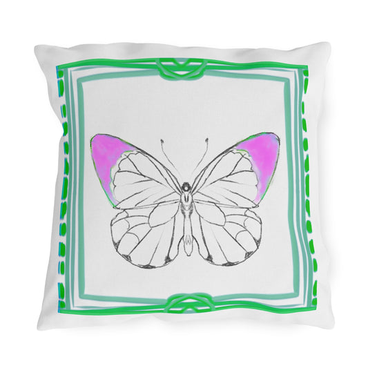 Chroma Outdoor Pillow Raspberry Green "Heaven begins in..."