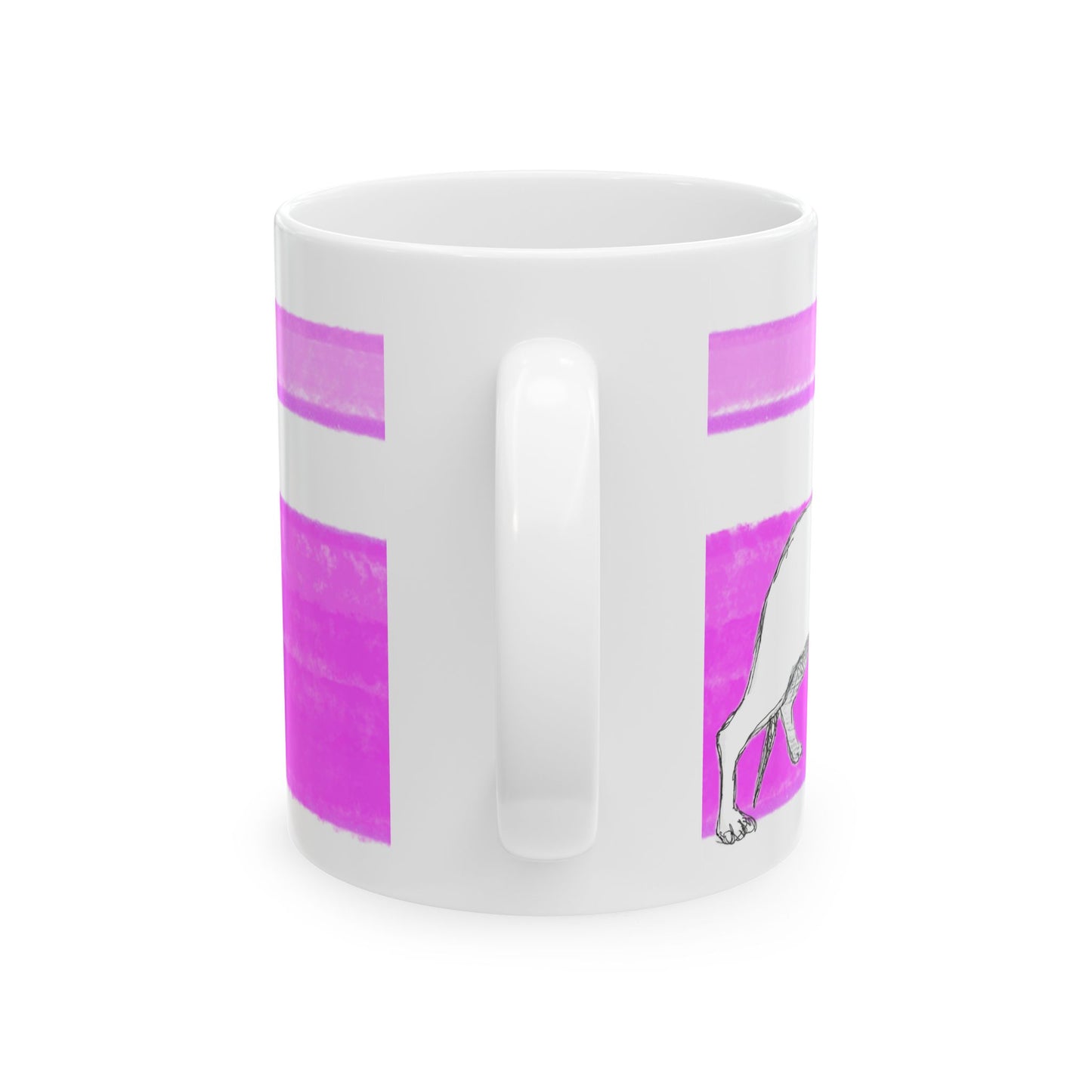Mega Stripe Dogi Butterfly Flutter Ceramic Mug, (11oz, 15oz),  Purplish Pink Dachshund