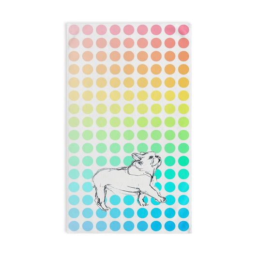 Dogi Fun Hand Towel, French Bulldog with Multi-Color Polka Dots