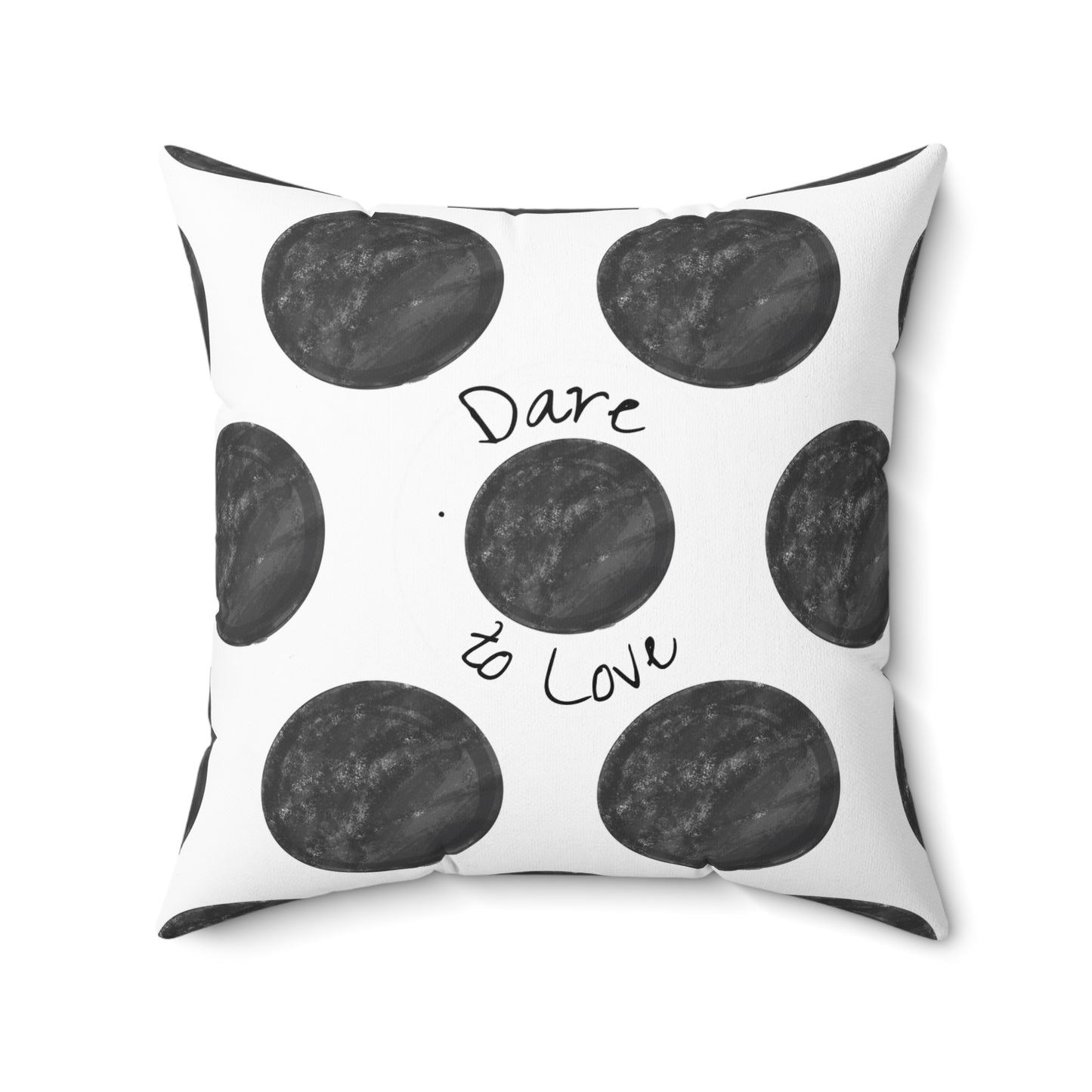 Polka Dot Palette Polyester Square Pillow black “Dare to Love”