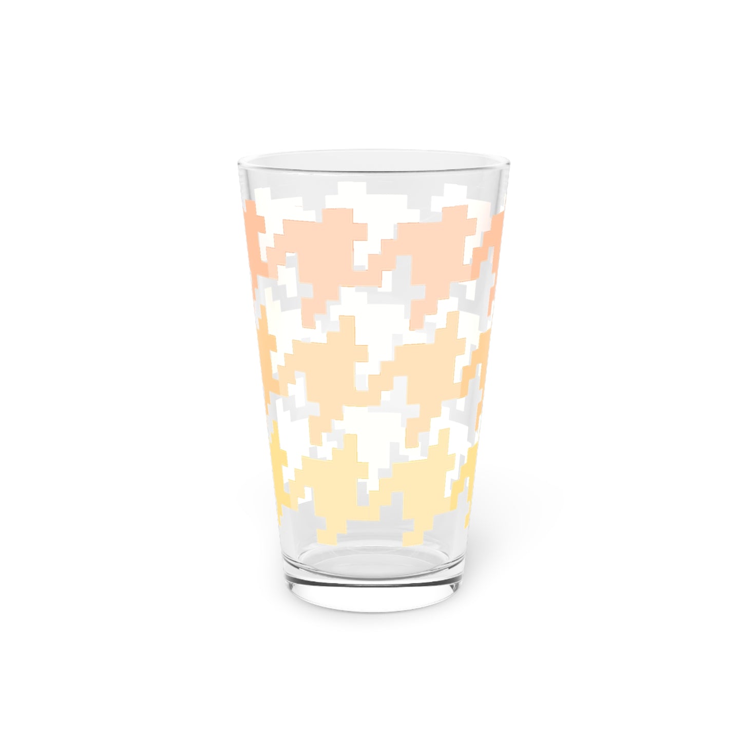 Houndstooth Fun in Orange Pint Glass, 16oz