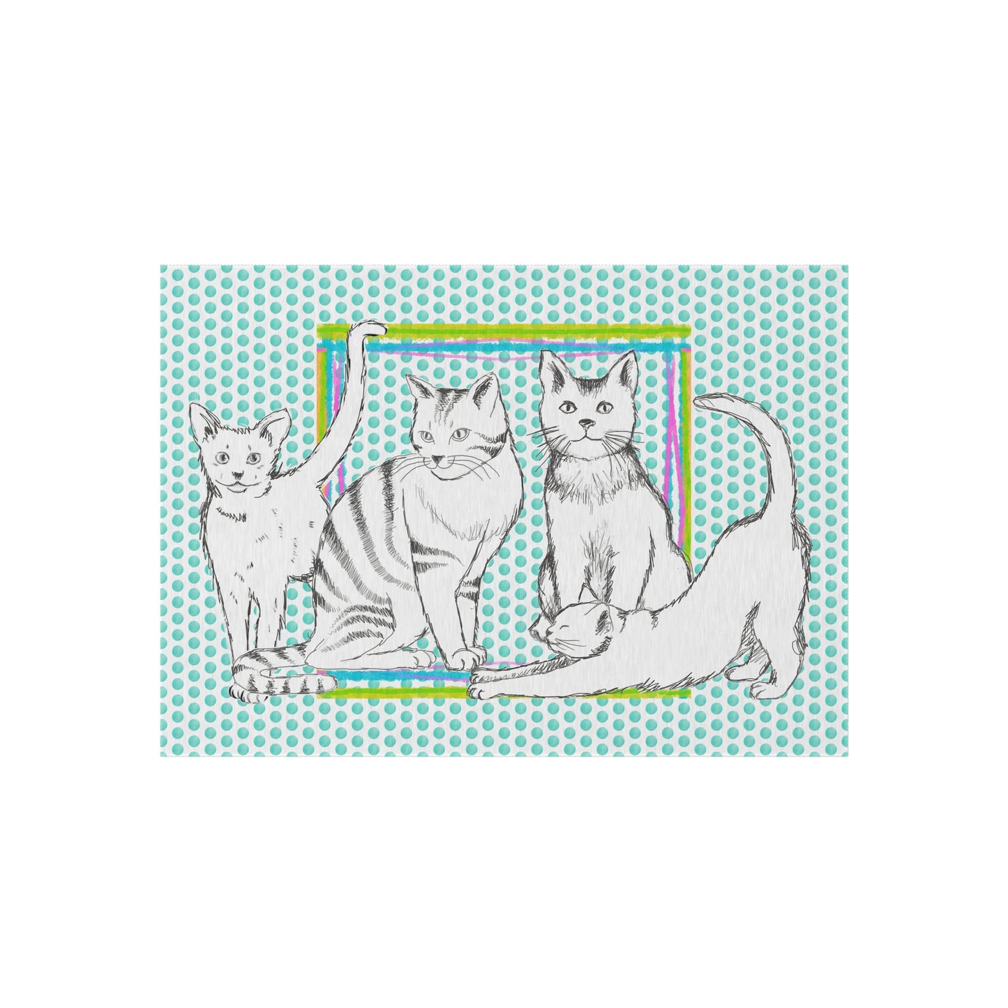 Kitty Fun indoor/Outdoor Rug aqua