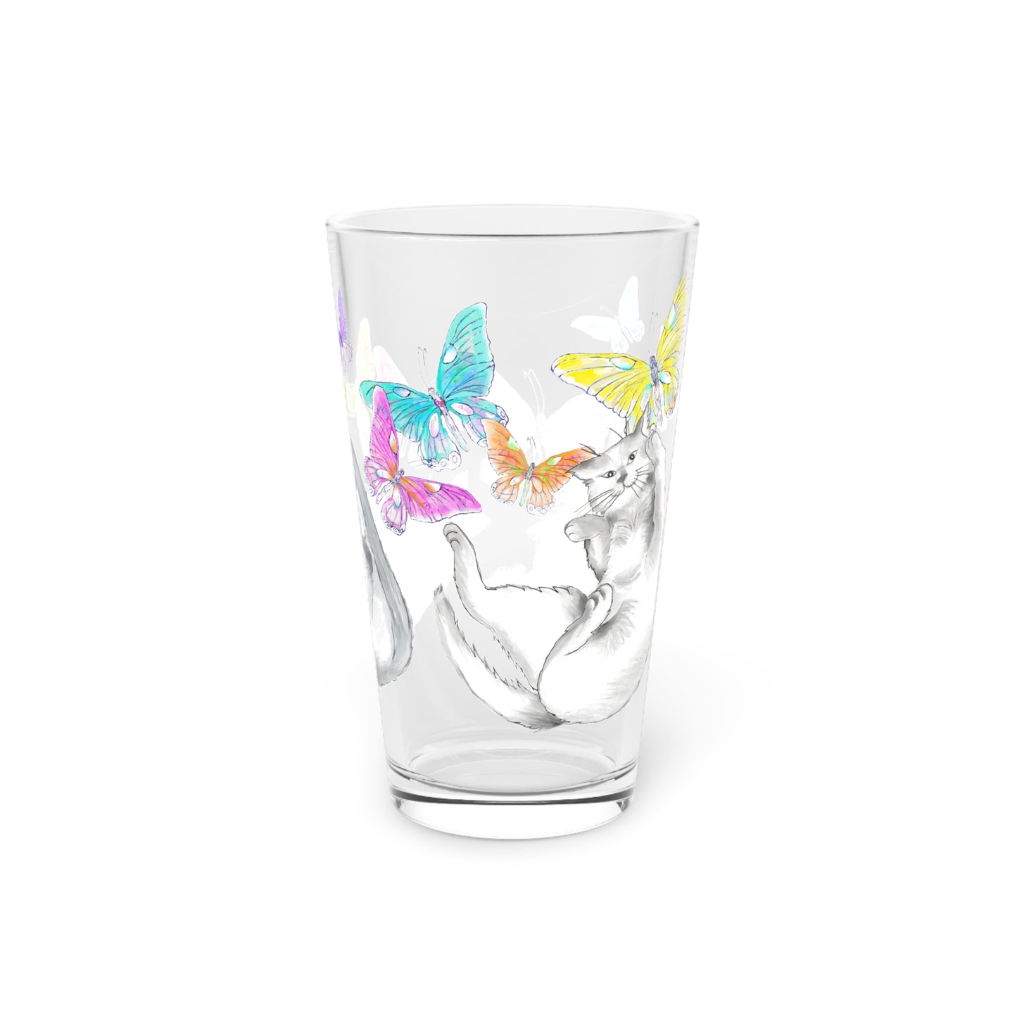 Kitty Flutter Pint Glass 16oz